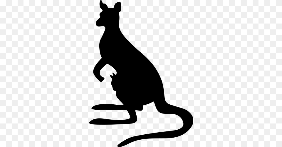 Kangaroo Silhouette Image, Gray Png