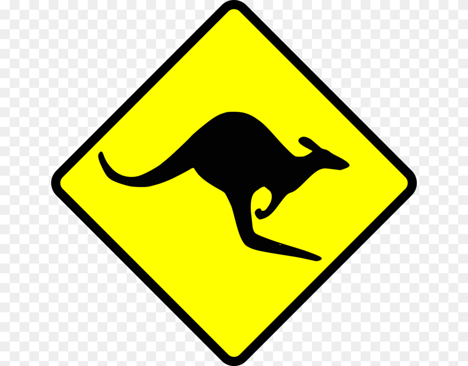 Kangaroo Warning Sign Traffic Sign Gift, Symbol, Road Sign, Animal, Mammal Png Image
