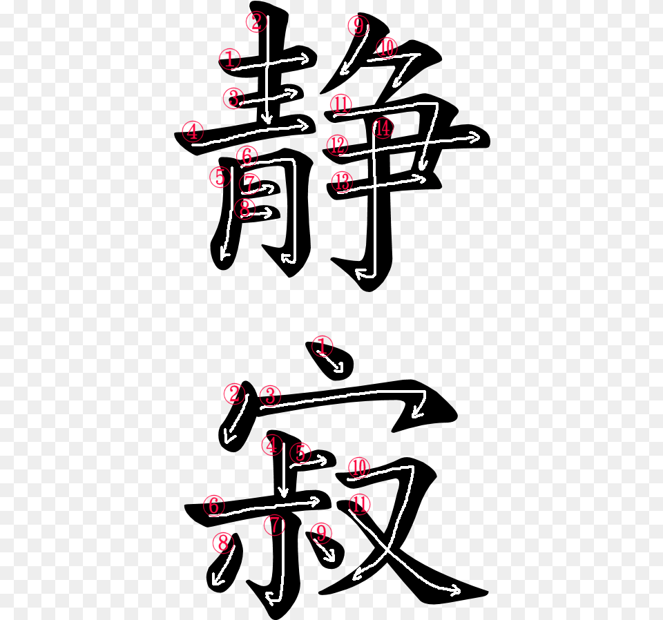 Kanji Stroke Order For Write Serenity In Japanese, Text Png Image
