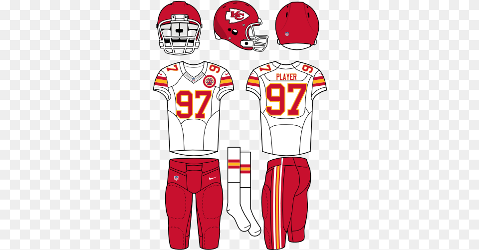 Kansas City Chiefs Road Uniform Jaguars Football Team Colors, Clothing, Helmet, Shirt, American Football Png