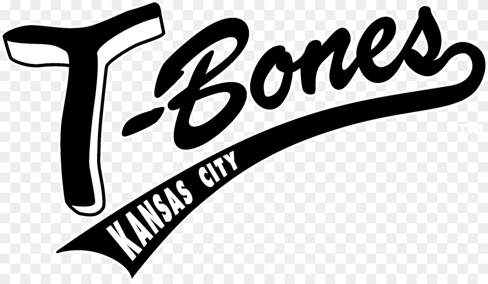 Kansas City T Bones Logo Black And White Calligraphy, Text, Handwriting, Smoke Pipe Png Image
