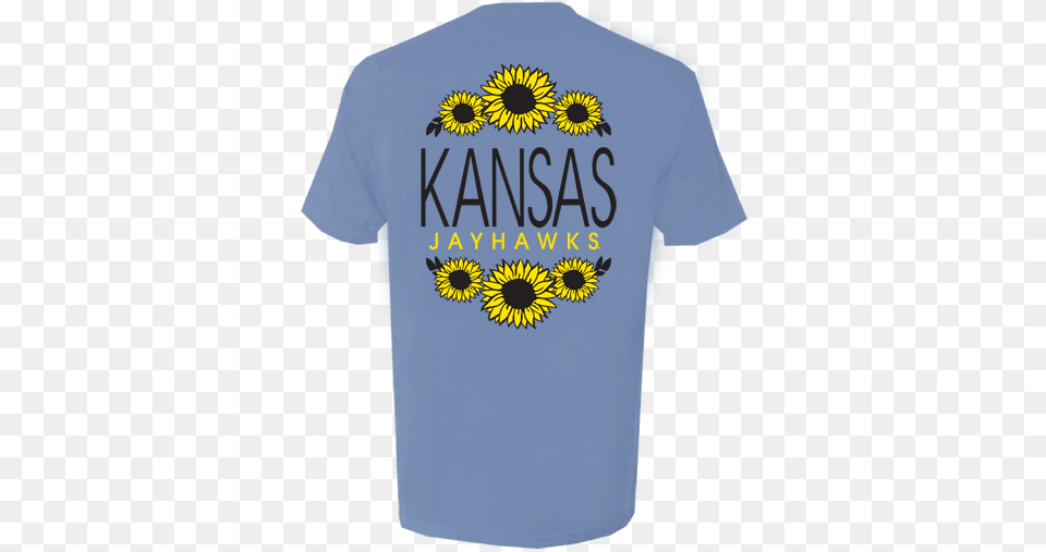 Kansas Jayhawks Sunflower Border Design Comfort Colors Active Shirt, Clothing, T-shirt, Flower, Plant Png Image