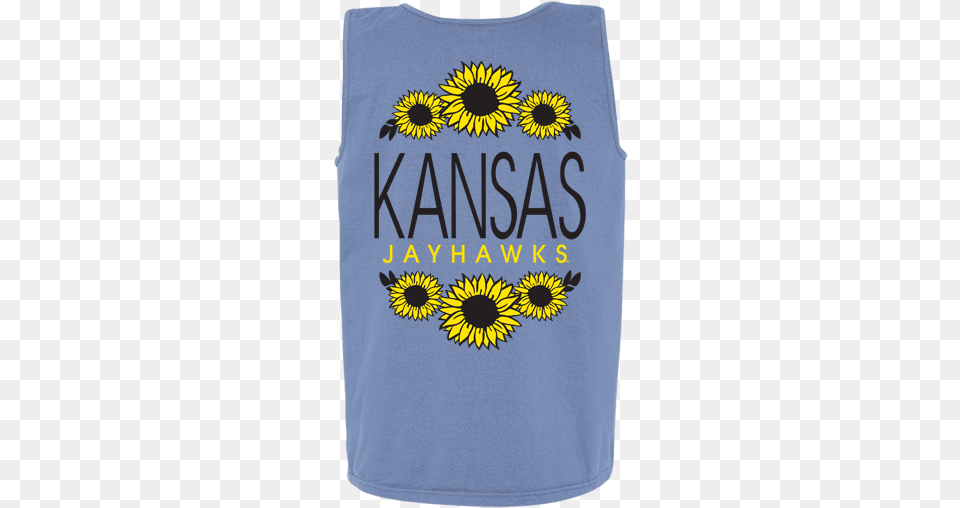 Kansas Jayhawks Sunflower Border Design Comfort Colors University Of Kansas, Clothing, T-shirt, Flower, Plant Png