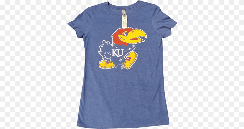 Kansas Jayhawks Washed Jayhawk Women S Triblend Duck, Clothing, T-shirt, Shirt Png