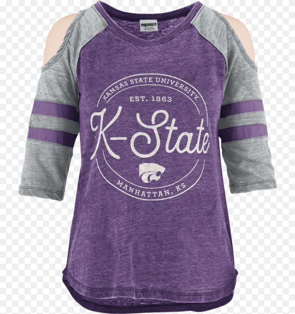 Kansas State Vintage Cold Shoulder Top Long Sleeved T Shirt, Clothing, Long Sleeve, Sleeve, T-shirt Png
