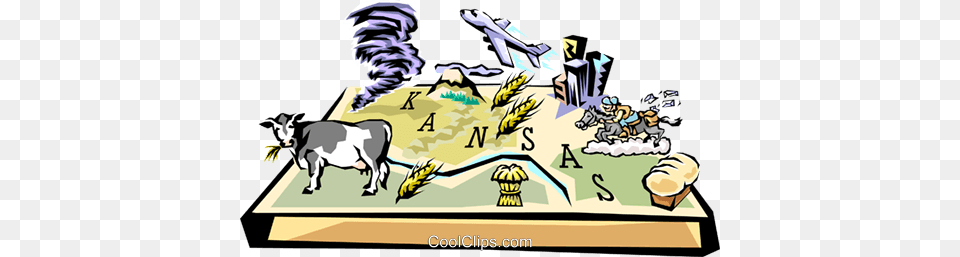 Kansas Vignette Map Royalty Vector Clip Art Illustration, Book, Comics, Publication, Animal Free Png Download