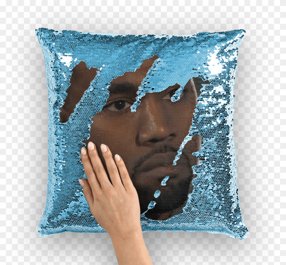 Kanye Sequin Pillow Sequin Pillow Meme, Cushion, Home Decor, Face, Head Free Png Download