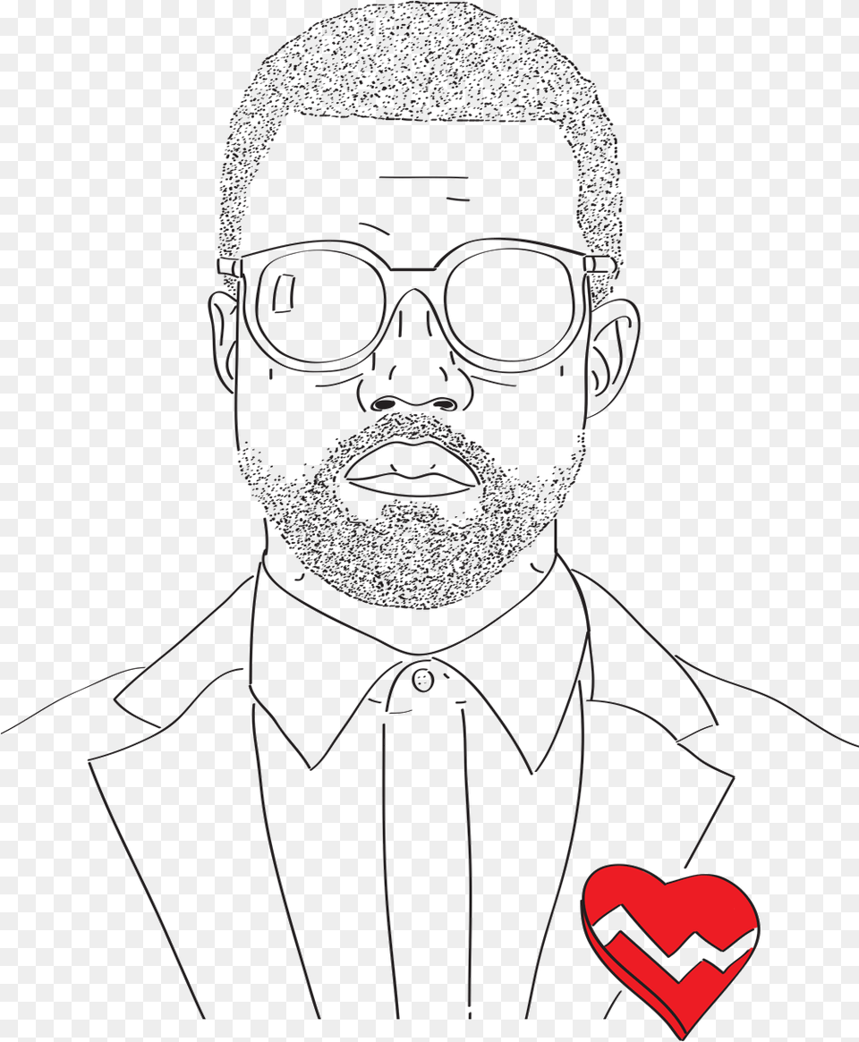 Kanye West Face Line Art, Adult, Person, Man, Male Png Image