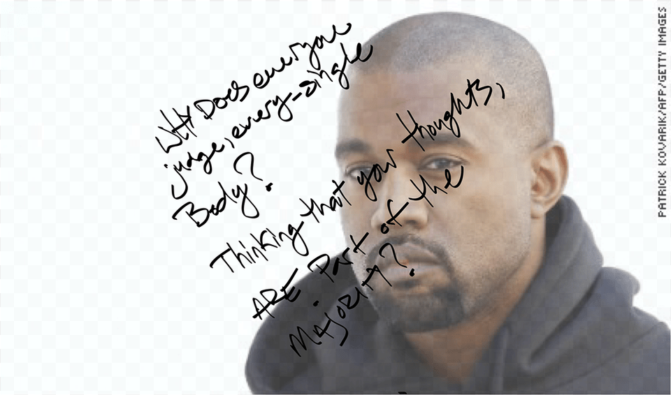 Kanye West Head Writing, Text, Handwriting, Person, Man Free Png Download