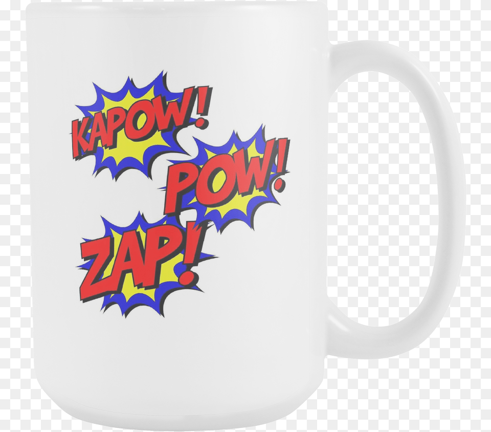 Kapow Zap Pow Comic Book Coffee Mug Mug, Cup, Beverage, Coffee Cup Png