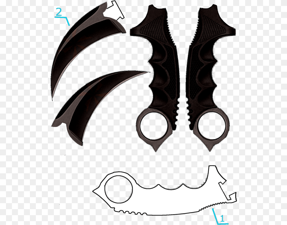 Karambit Szablon Clip Art, Gun, Weapon, Blade, Dagger Free Png