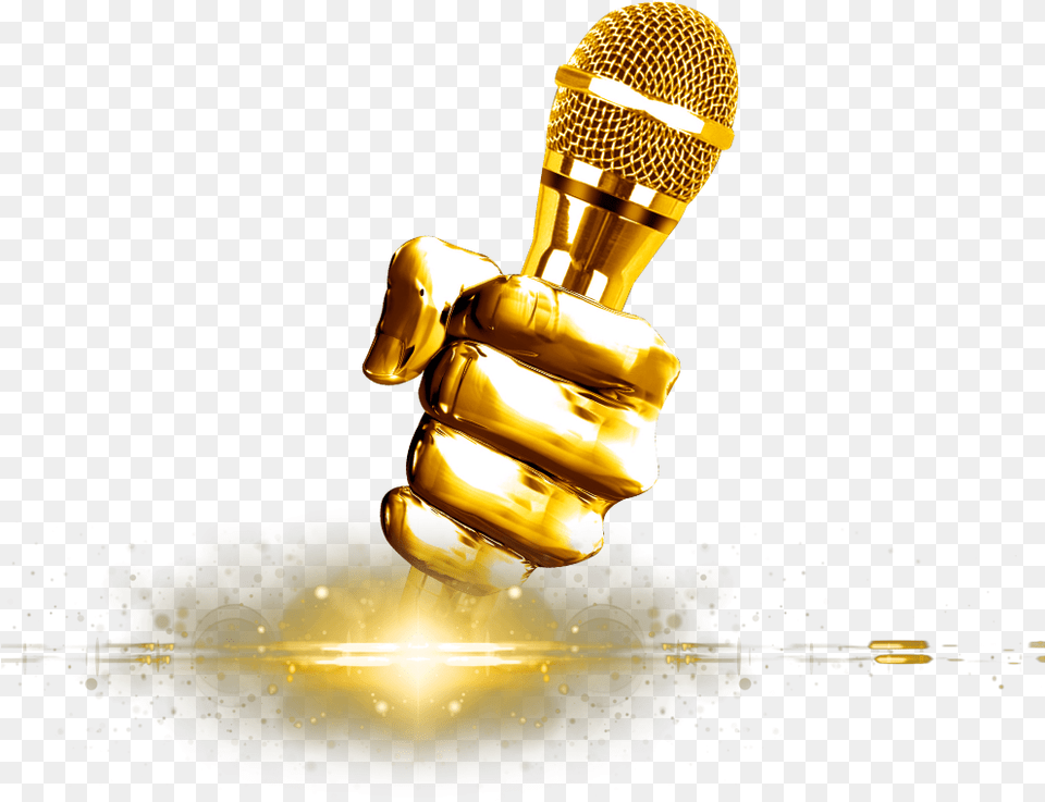 Karaoke Golden Microphone Background, Electrical Device Free Transparent Png