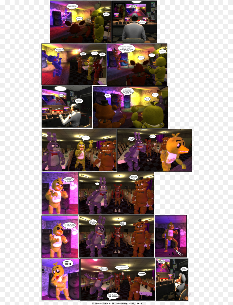 Karaoke Night And Freddy Fazbears Http Fnaf Gmod Comic, Art, Collage, Person, Purple Png