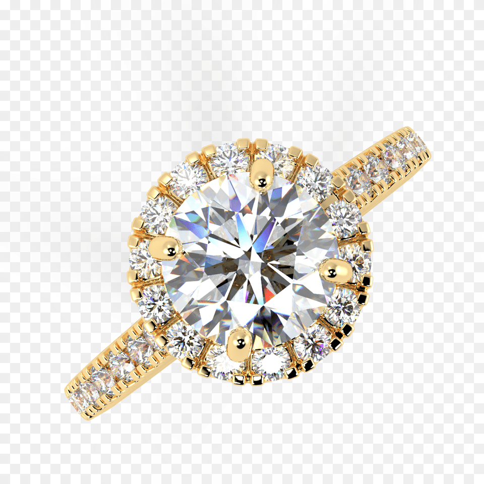 Karat Gold And Diamond Halo Ring Gold, Accessories, Gemstone, Jewelry Png Image