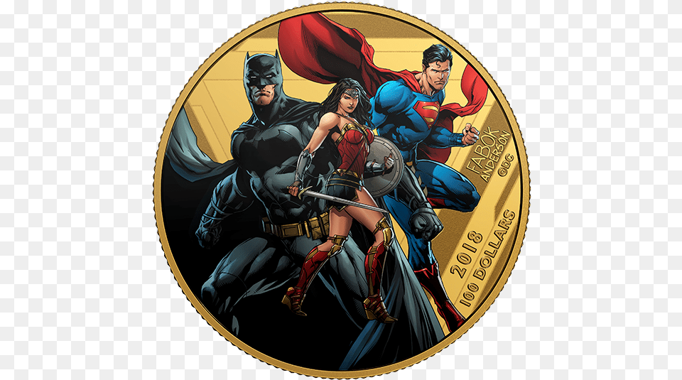 Karat Gold Coin Justice League Coins, Adult, Batman, Female, Person Free Png