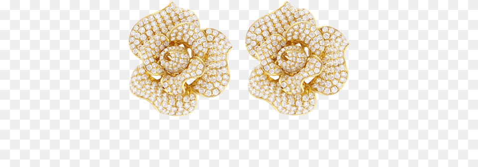 Karat Yellow Gold Flower Earring With Diamonds Sparkly, Accessories, Jewelry, Brooch, Chandelier Png