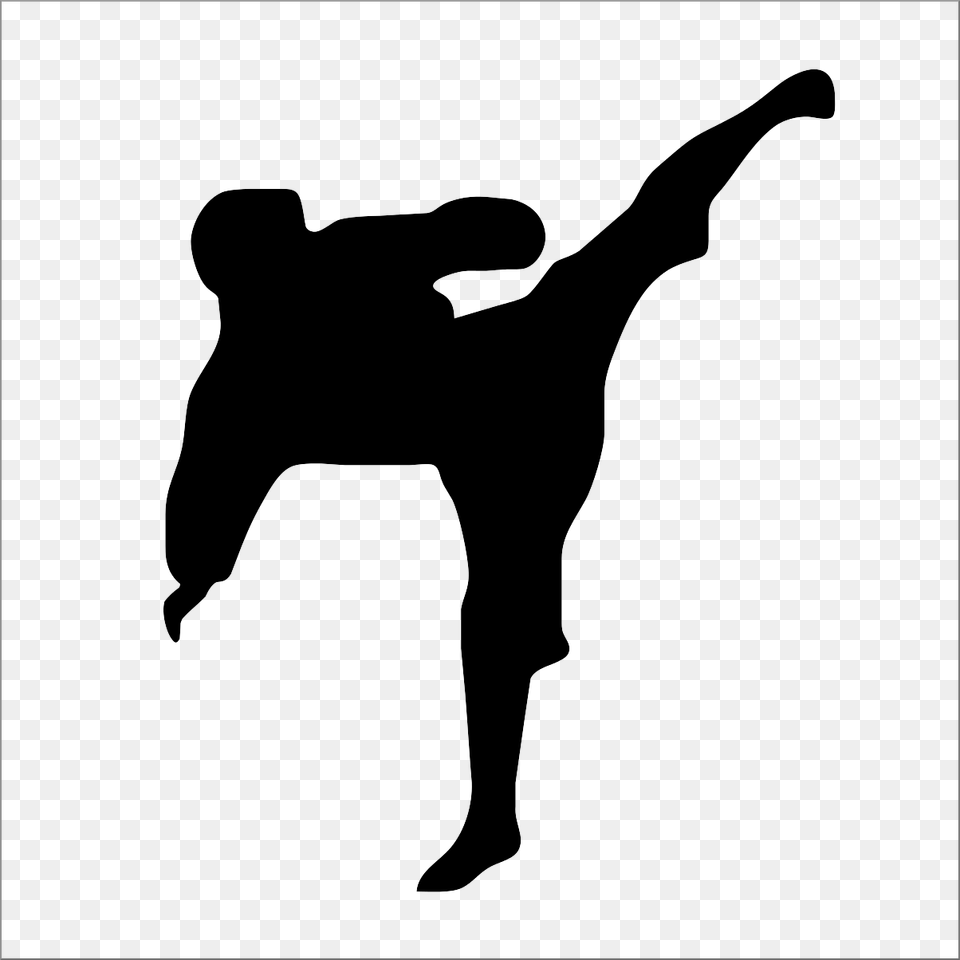 Karate Clipart High Kick, Gray Png