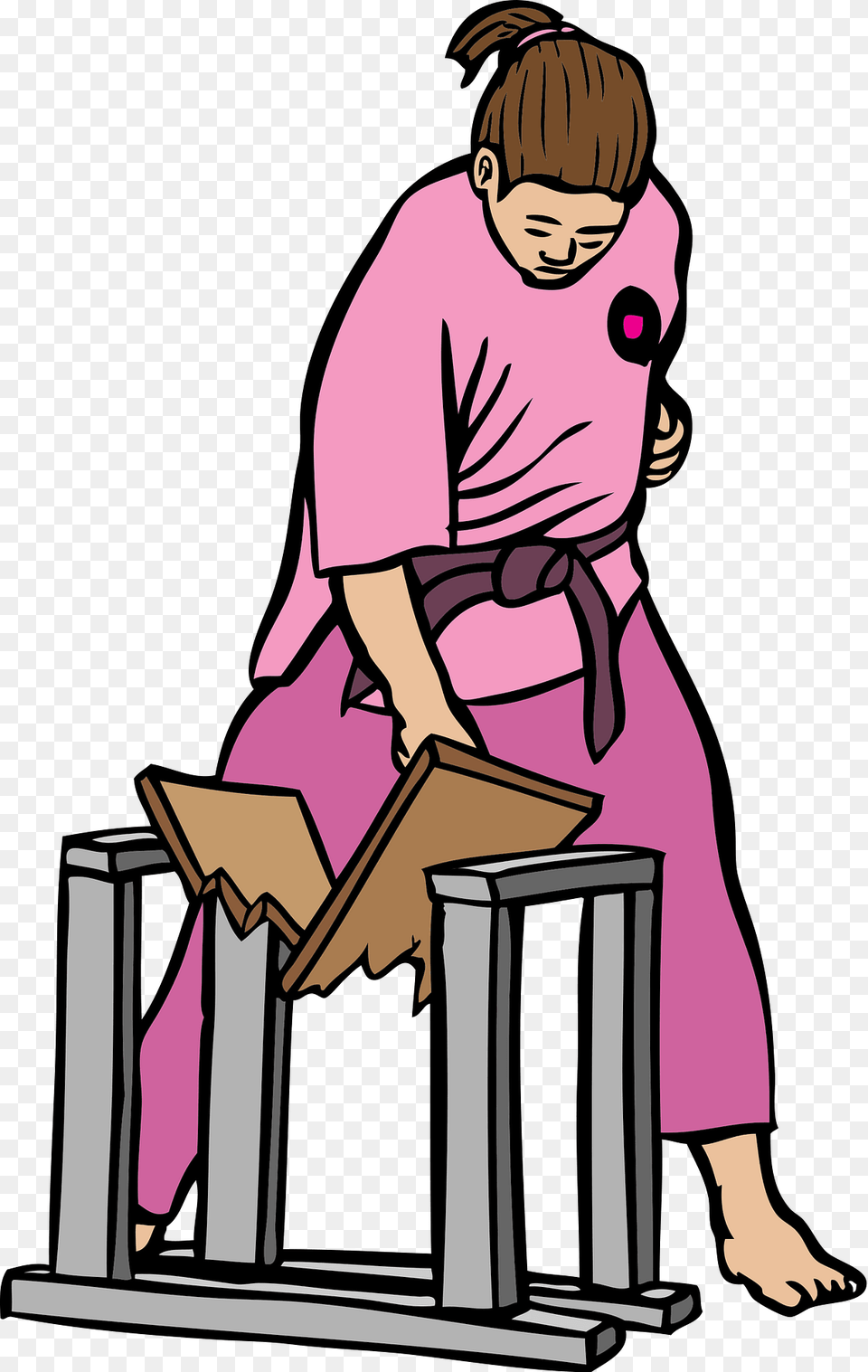 Karate Girl Breaks Board Clipart, Person, Face, Head, Clothing Free Png