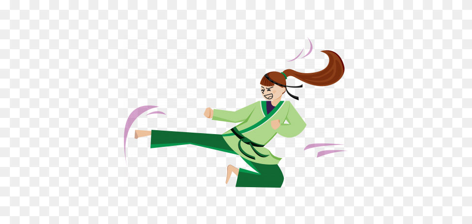 Karate Girl Kicking Illustration Color Graphic, Adult, Female, Person, Woman Png