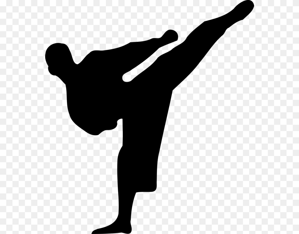 Karate Martial Arts Taekwondo Silhouette Kick, Gray Free Png