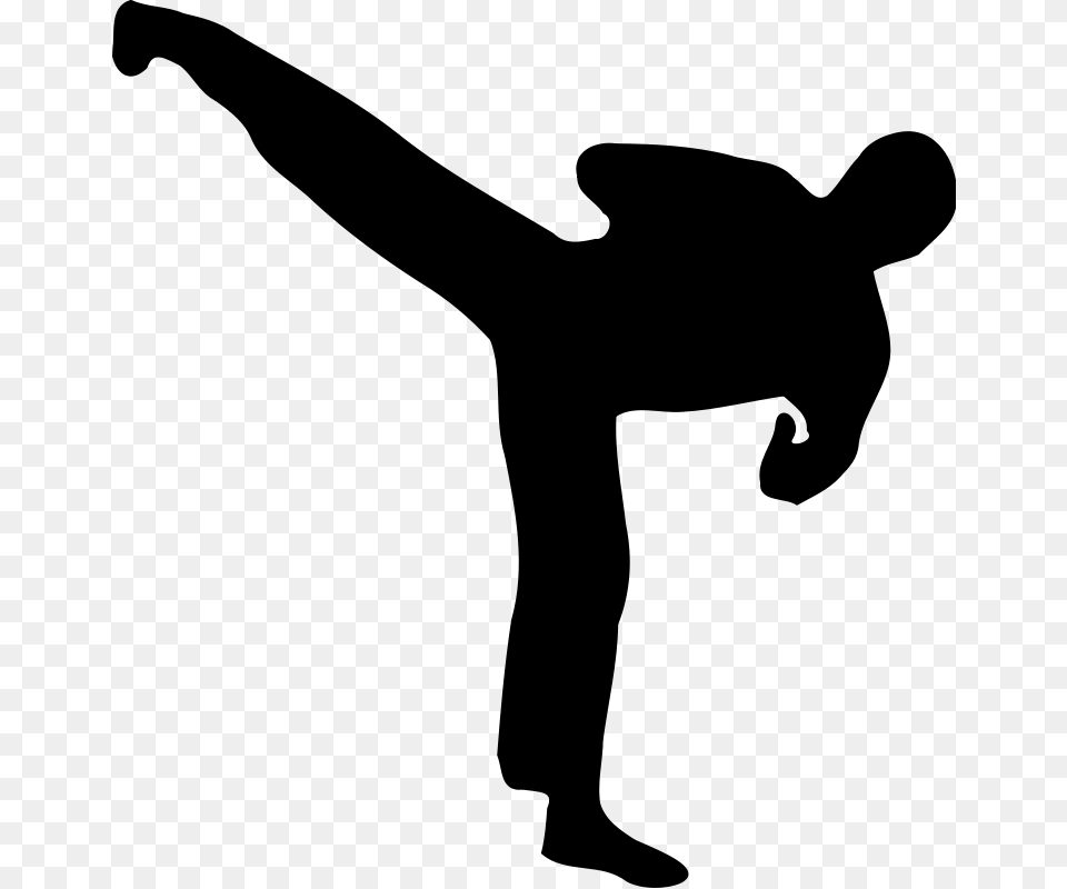 Karate Silhouette Clip Art Image, Gray Free Transparent Png