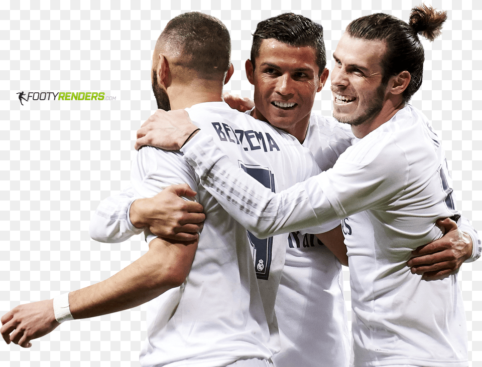 Karim Benzema Cristiano Ronaldo Amp Gareth Bale Render Bale Benzema Cristiano, Person, People, Adult, Man Free Png Download