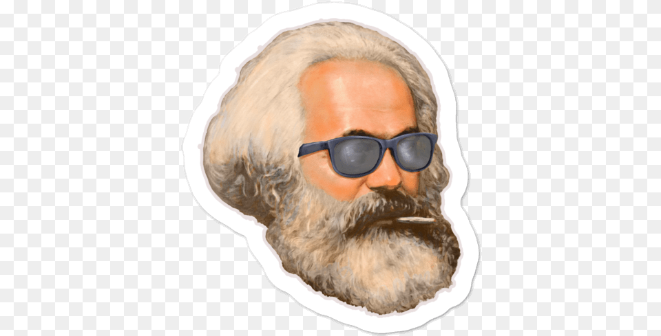Karl Marx Smoking A Fatty Sticker Portrait Of Karl Marx, Beard, Face, Head, Person Free Png Download
