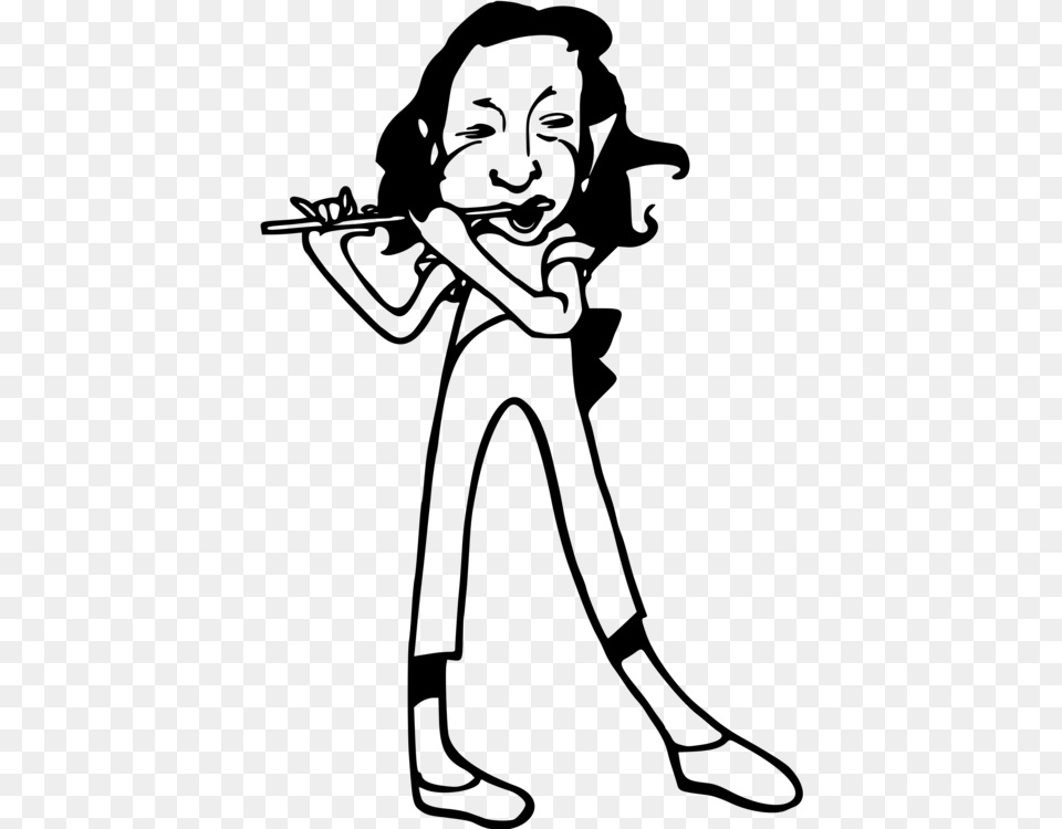 Kartun Orang Bermain Flute, Gray Free Png