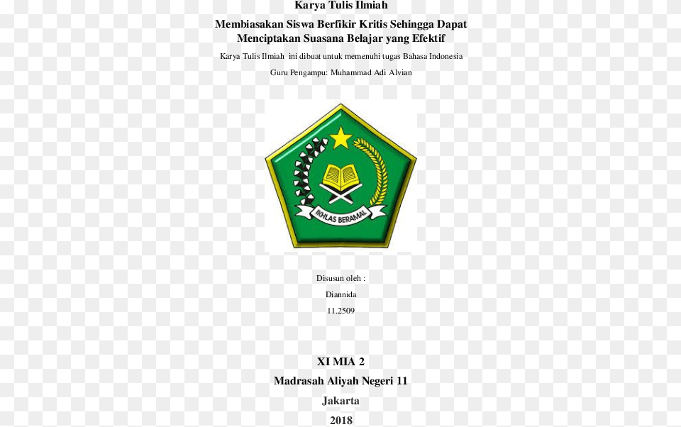 Karya Tulis Ilmiah Xi Mia 2 Ministry Of Religious Affairs, Logo, Badge, Symbol Free Png Download