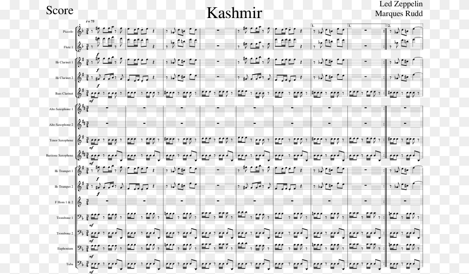 Kashmir Sheet Music Composed By Led Zeppelin Marques Salsa Caliente Trumpet Sheet Music, Gray Free Png Download
