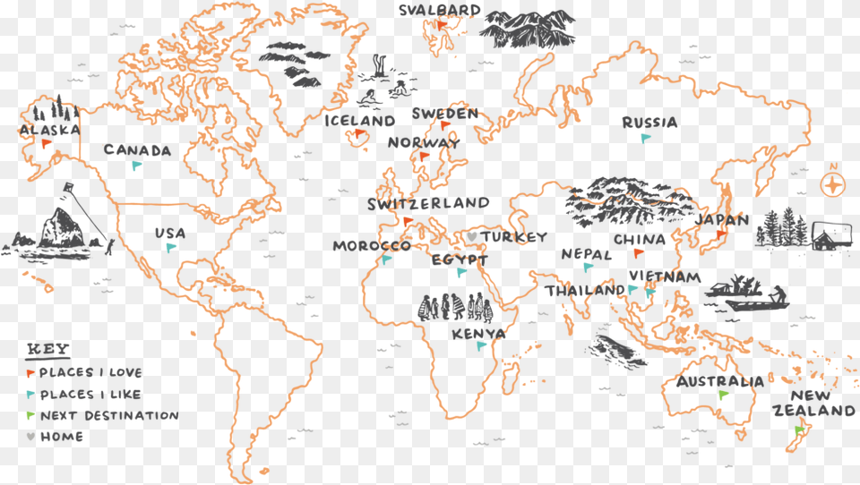 Kat Marshello Bizarre Journeys Travel World Map Map, Chart, Plot, Atlas, Diagram Png
