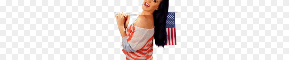 Kat Mcnamara Image, American Flag, Flag, Adult, Female Free Transparent Png