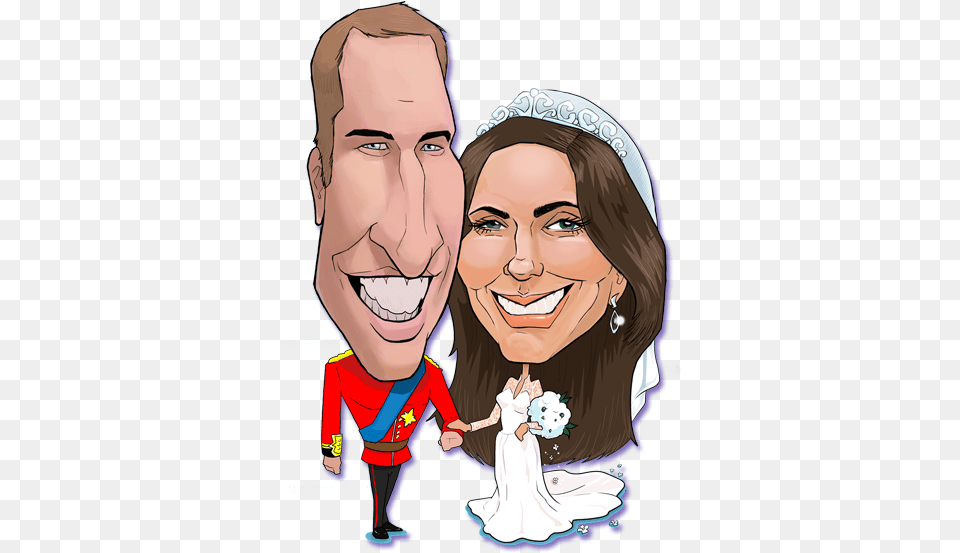 Kate Middleton And Prince William Caricatures Wedding Wedding, Book, Publication, Comics, Adult Png Image