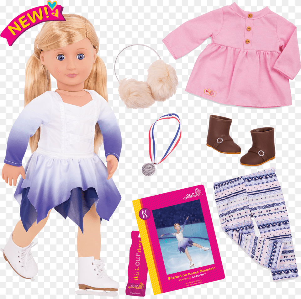 Katelyn Deluxe 18 Inch Figure Skater Doll With Book Our Generation Katelyn Doll, Child, Person, Female, Girl Free Transparent Png
