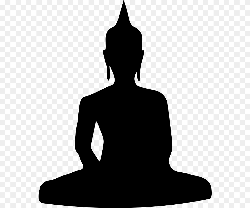 Kattekrab Sitting Buddha Silhouette, Gray Free Transparent Png