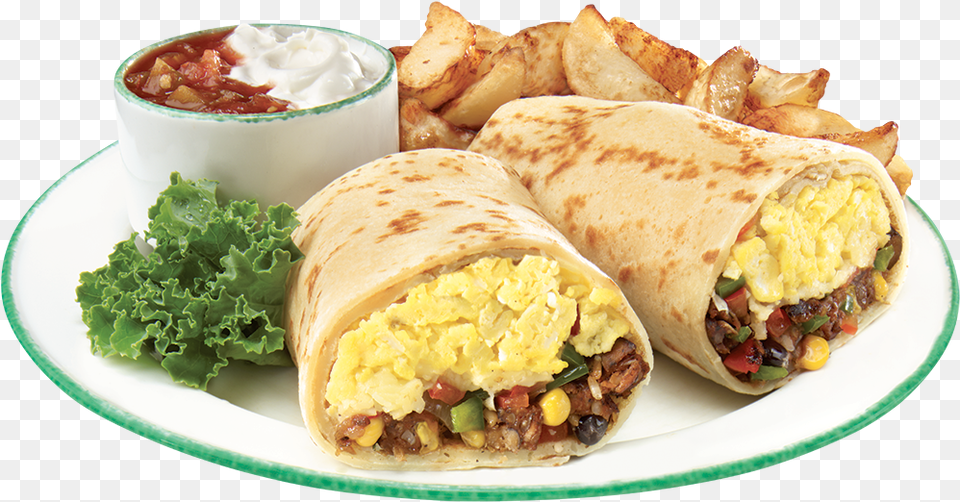 Katti Roll On Plate, Burrito, Food, Sandwich, Bread Free Png