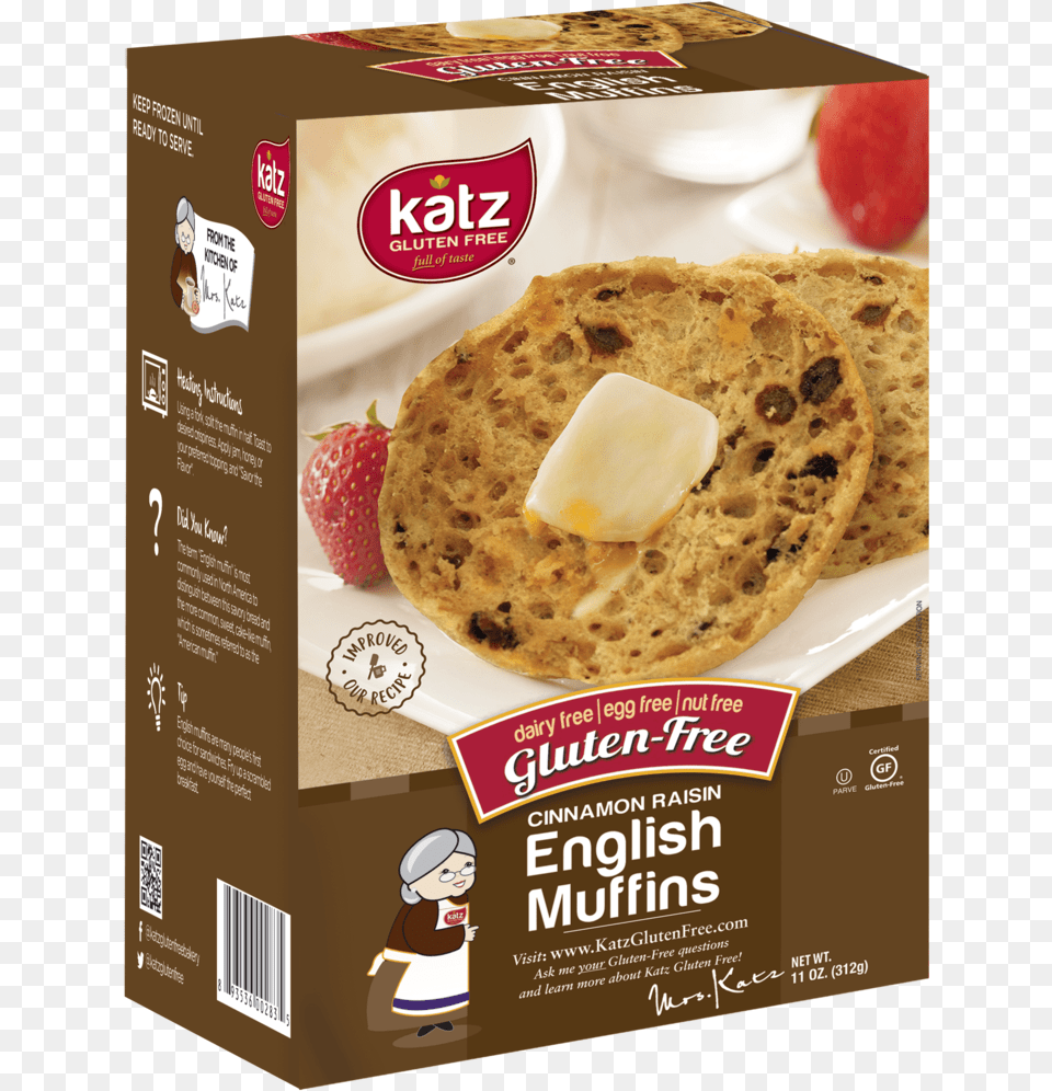 Katz Gluten Free Box Cinnamon Raisin English Muffins, Bread, Food, Baby, Person Png Image