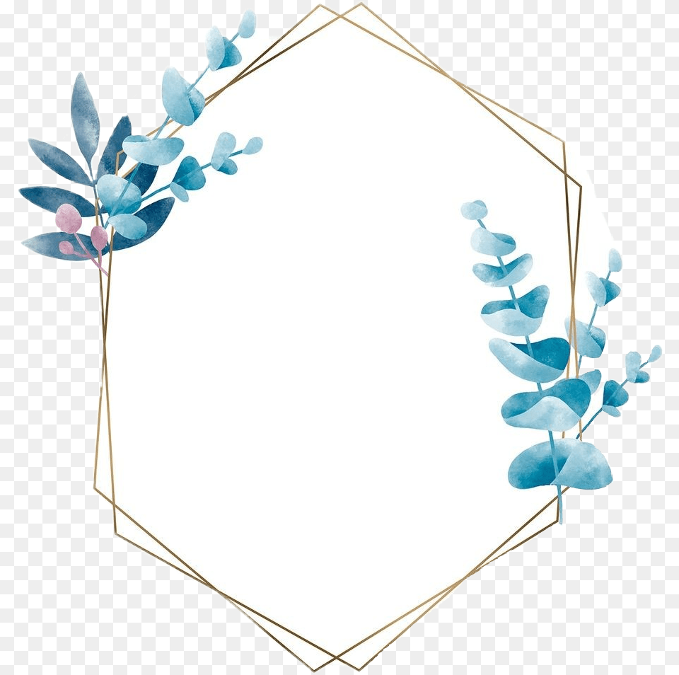 Kawai Cute Blue Flames Gold Frame Vector, Mirror, Photography Free Png Download