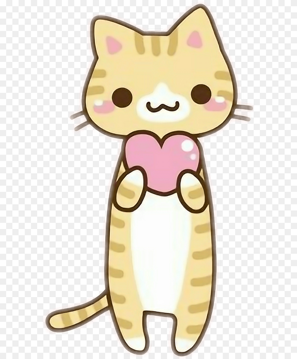 Kawai Miau Gato Kawaii Meow Cat Heart Corazon Gato Kawaii Corazon, Baby, Person, Animal, Mammal Free Png