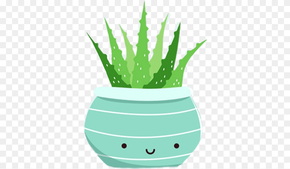 Kawaii Aloe Vera Sticker By Nataa Illustration, Vase, Pottery, Potted Plant, Planter Png