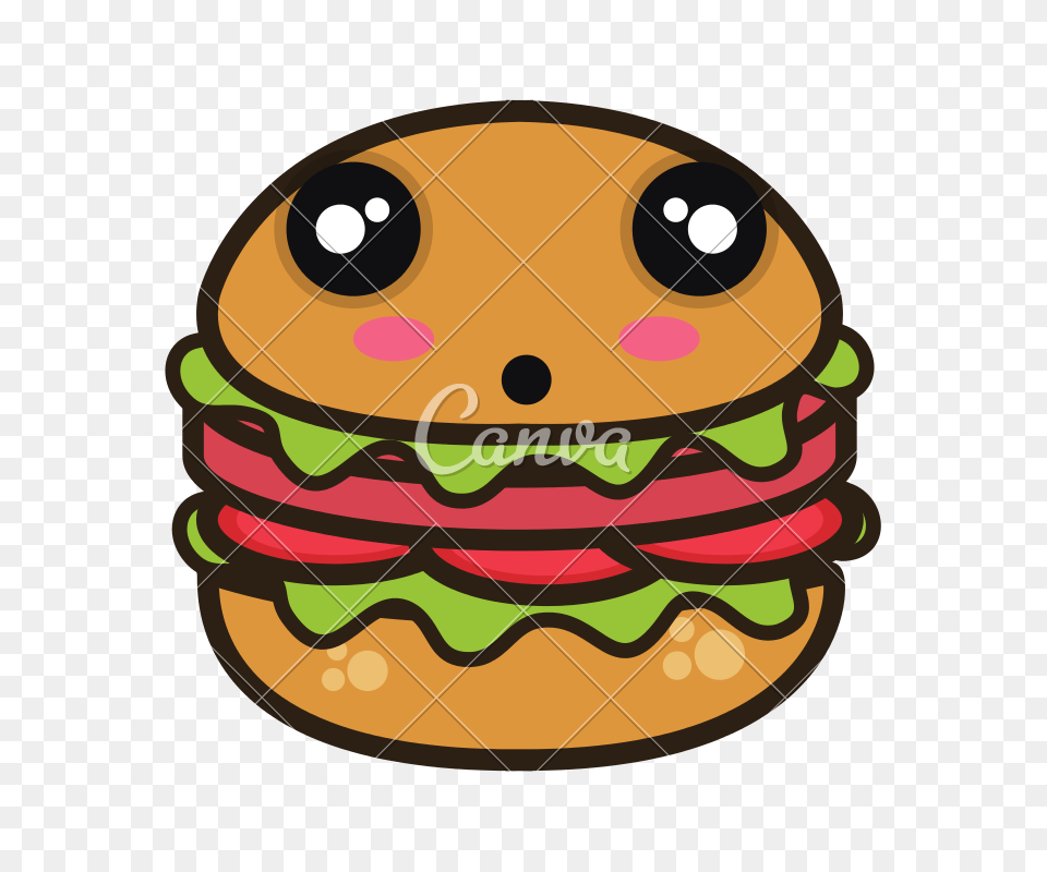 Kawaii Cartoon Burger, Food Free Png