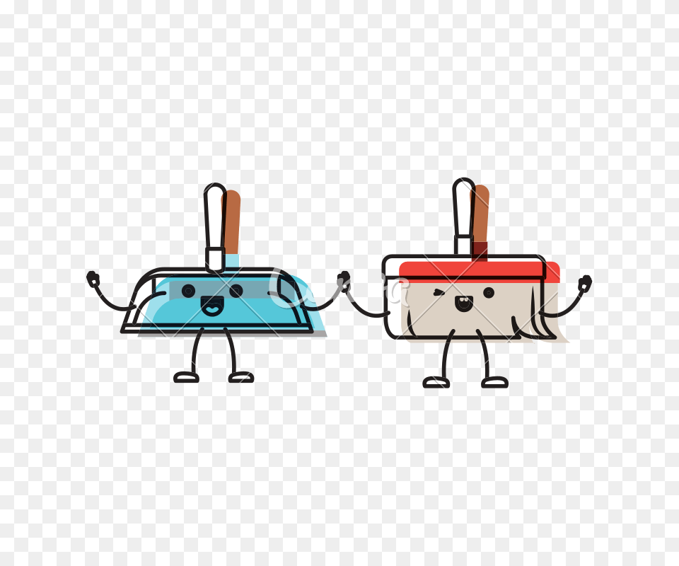 Kawaii Cartoon Hand Broom And Hand Dustpan Holding Hands, Electrical Device, Switch Free Transparent Png