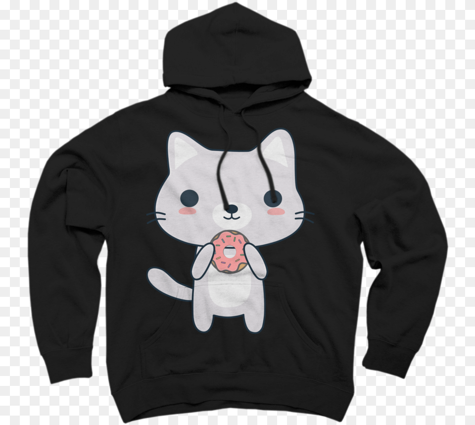 Kawaii Cat Eating A Donut T Shirt Sweatshirt Sad Boi Hours Shirt, Clothing, Hoodie, Knitwear, Sweater Png Image