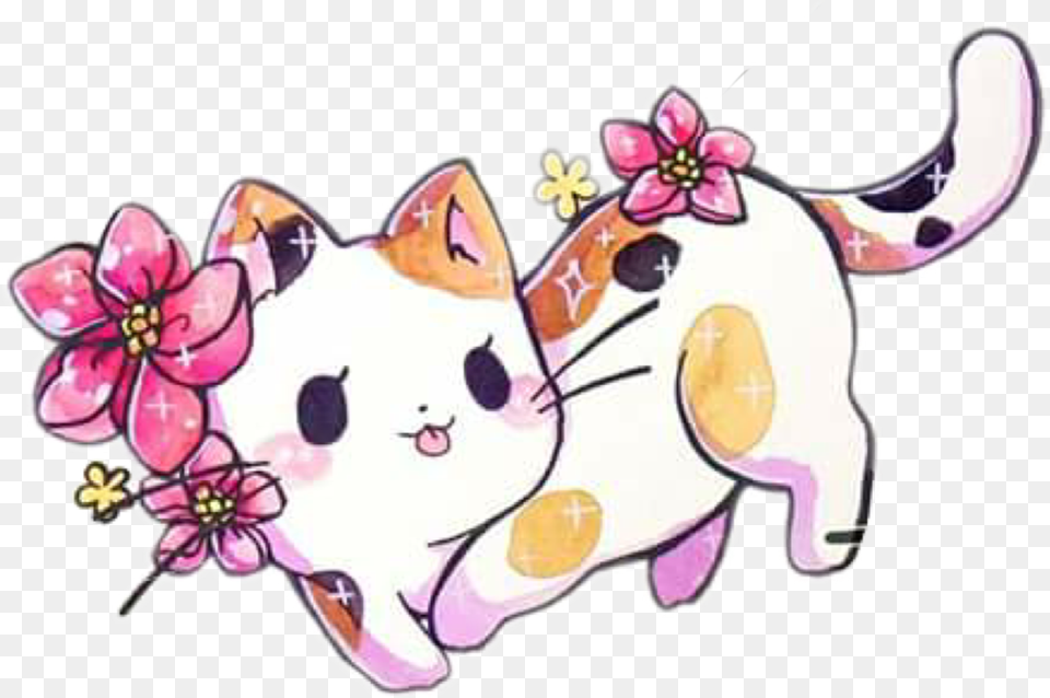 Kawaii Cat Watercolor, Baby, Person, Animal, Cattle Png Image