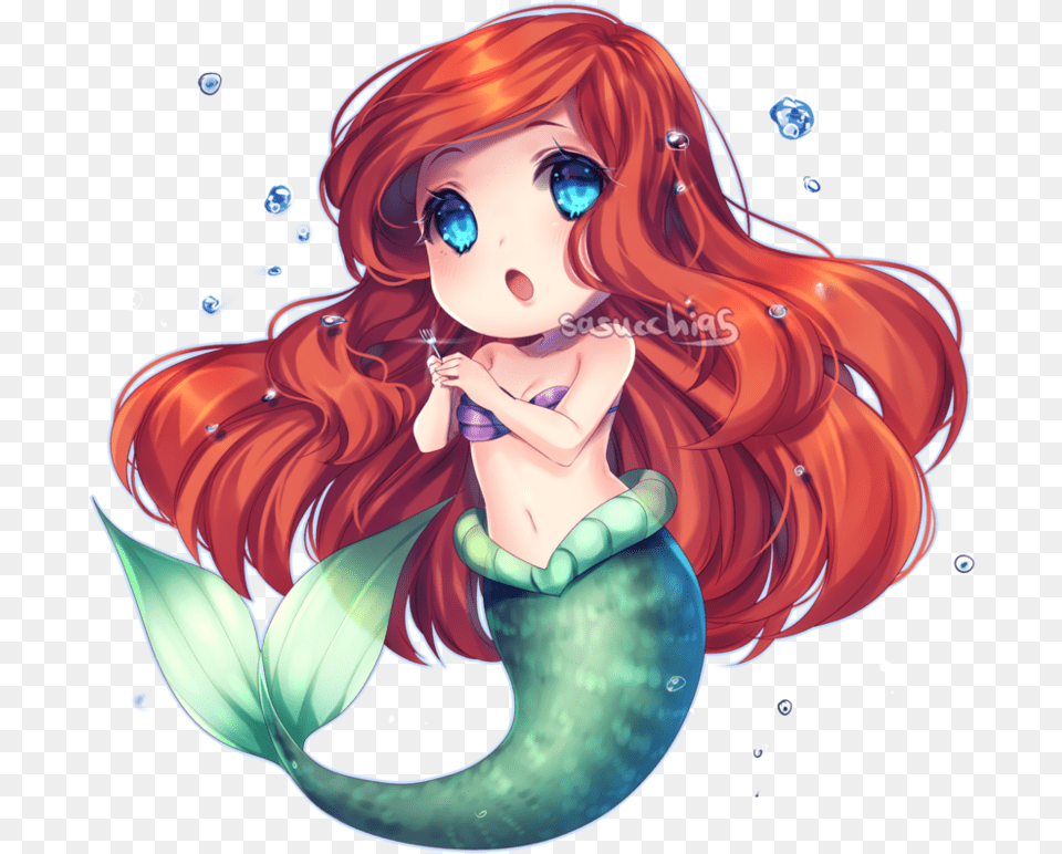 Kawaii Chibi Cute Disney Mermaid Mermaids Thelittlemermaid Chibi Anime Disney Princess, Book, Comics, Publication, Art Png