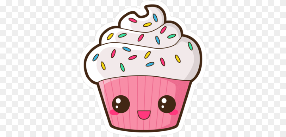 Kawaii Cupcake Pink Freetoed Dibujos De Cupcakes Kawaii, Dessert, Cake, Cream, Icing Free Png Download
