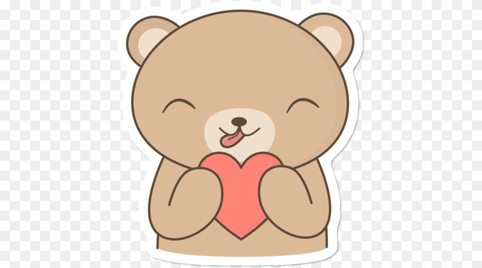 Kawaii Cute Brown Bear With A Heart Kawaii Brown Bear, Teddy Bear, Toy Free Png