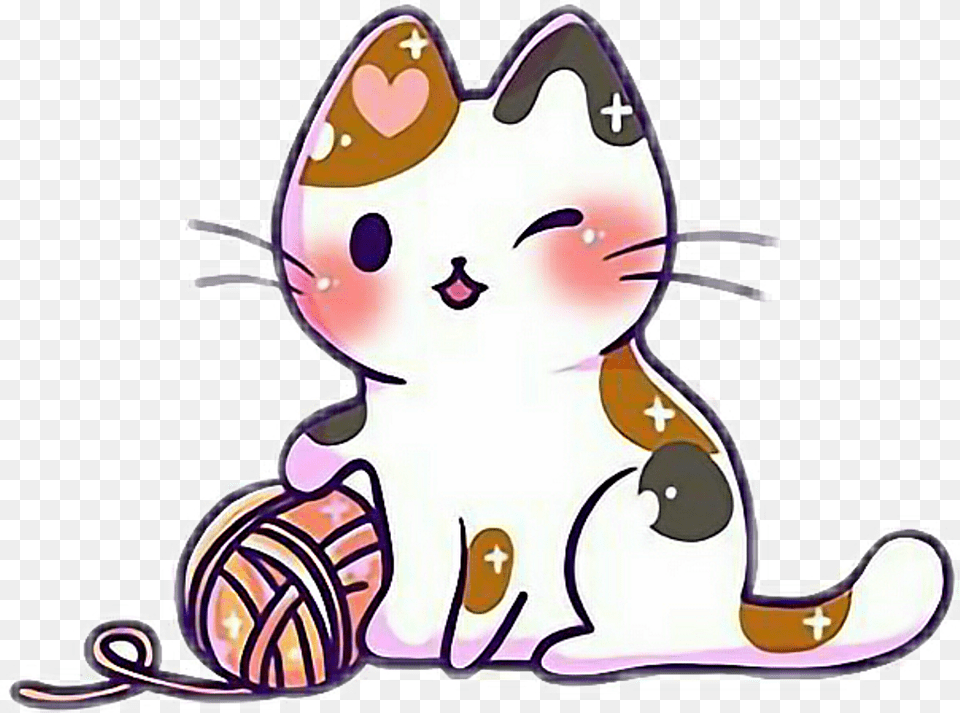 Kawaii Cute Cat Kitten Kitten Kittens Cats Catlove, Sticker, Baby, Person, Art Free Transparent Png