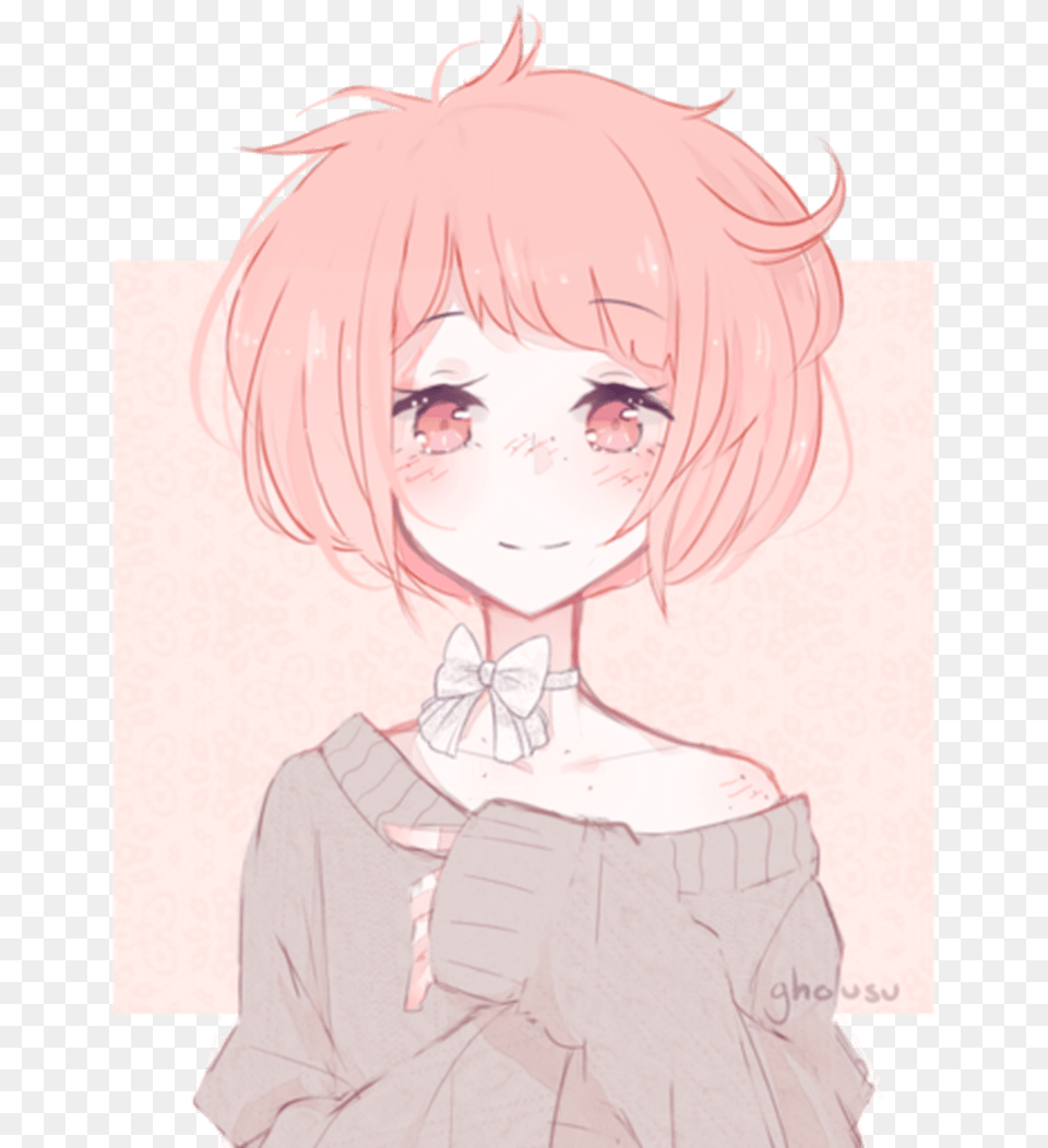 Kawaii Cute Girl Pastel Vintage Orange Tumblr Cute Anime Girl With Short Hair, Adult, Publication, Person, Woman Free Transparent Png