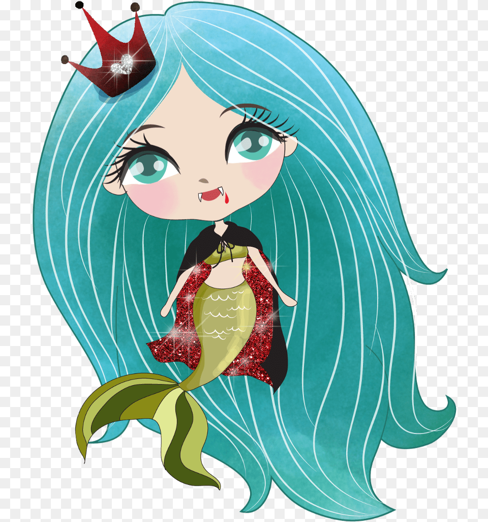Kawaii Cute Halloween Sirena Mermaid Vampiro Illustration, Adult, Female, Person, Woman Free Png Download